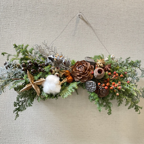 横長ガーランド　リース　スワッグ クリスマスガーランド ドライフラワー 横長スワッグ スワッグ riisi