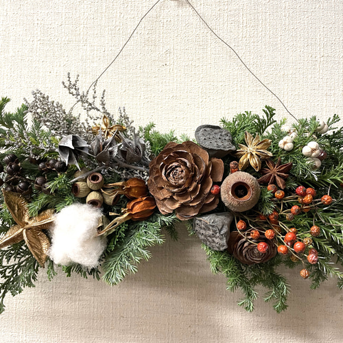 冬の森のガーランド(横型スワッグ) スワッグ anemone 通販 15056353