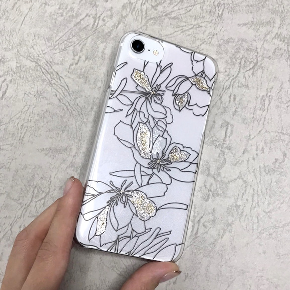 flower  ラメ ライン アート iphone android スマホ ケース【全機種対応】【送料無料】 4枚目の画像