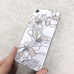 flower  ラメ ライン アート iphone android スマホ ケース【全機種対応】【送料無料】 3枚目の画像