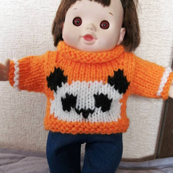 ぽぽちゃん☆手編みセーター（パンダ）お好きな色で 1枚目の画像