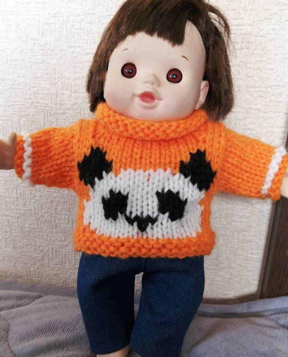 ぽぽちゃん☆手編みセーター（パンダ）お好きな色で その他人形 よねご
