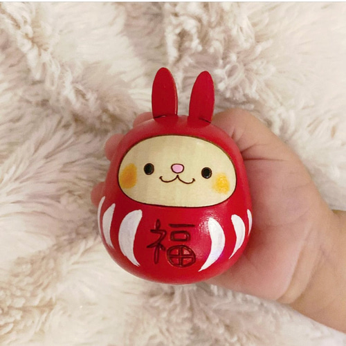福うさぎダルマと豆セット 干支 ダルマ 置物 うさぎ かわいい