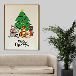 キュート 猫 クリスマスツリー Merry Christmas  / インテリアポスター 海外アート /4532 2枚目の画像
