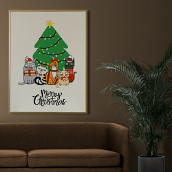 キュート 猫 クリスマスツリー Merry Christmas  / インテリアポスター 海外アート /4532 6枚目の画像
