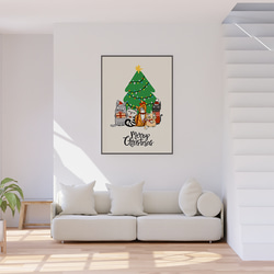 キュート 猫 クリスマスツリー Merry Christmas  / インテリアポスター 海外アート /4532 5枚目の画像