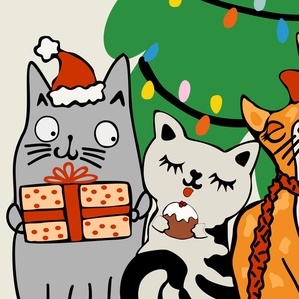 キュート 猫 クリスマスツリー Merry Christmas  / インテリアポスター 海外アート /4532 8枚目の画像