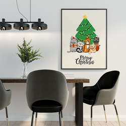 キュート 猫 クリスマスツリー Merry Christmas  / インテリアポスター 海外アート /4532 3枚目の画像