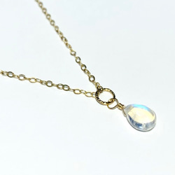 【天然石チャーム】レインボームーンストーン　M　ペアシェイプ　1個　ハンドメイド素材 2枚目の画像