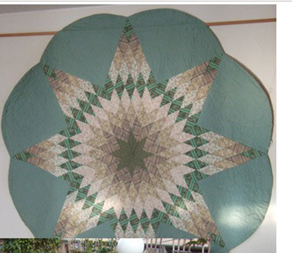 ★パッチワークキルト：ベツレヘムの星Patchwork Quilt: Octagonal Star Bed Cover 1枚目の画像