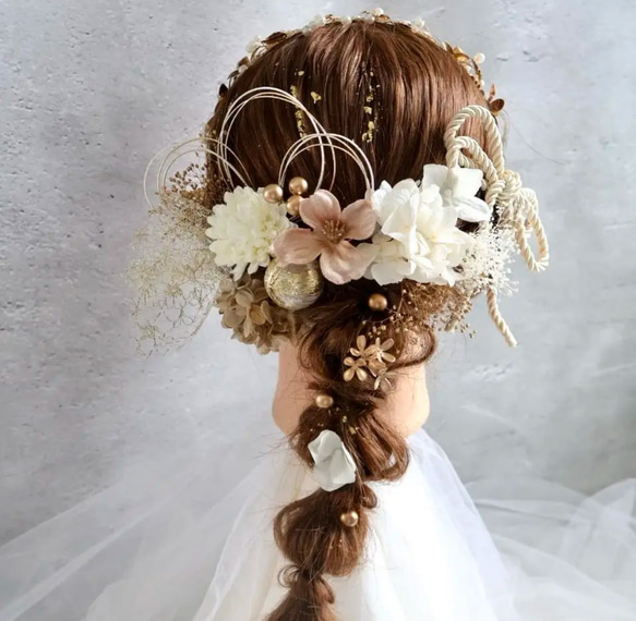 カチューシャ×髪飾りセット　成人式　髪飾り　成人式髪飾り　卒業式　カチューシャ　あみ下ろし 3枚目の画像