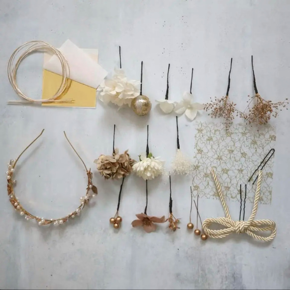 カチューシャ×髪飾りセット　成人式　髪飾り　成人式髪飾り　卒業式　カチューシャ　あみ下ろし 10枚目の画像