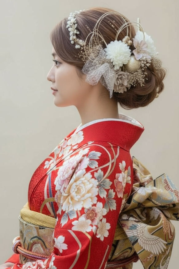 カチューシャ×髪飾りセット　成人式　髪飾り　成人式髪飾り　卒業式　カチューシャ　あみ下ろし 15枚目の画像