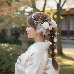 カチューシャ×髪飾りセット　成人式　髪飾り　成人式髪飾り　卒業式　カチューシャ　あみ下ろし 13枚目の画像