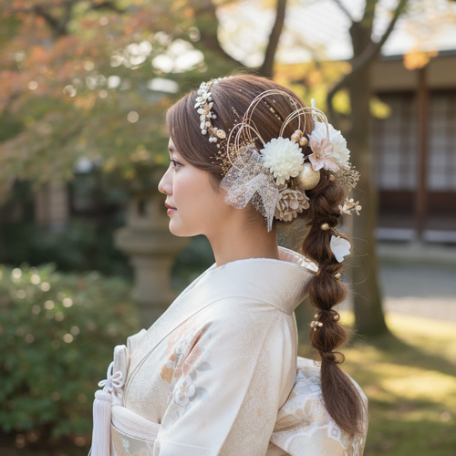 カチューシャ×髪飾りセット 成人式 髪飾り 成人式髪飾り 卒業式 あみ