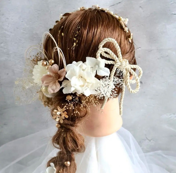 カチューシャ×髪飾りセット　成人式　髪飾り　成人式髪飾り　卒業式　カチューシャ　あみ下ろし 4枚目の画像