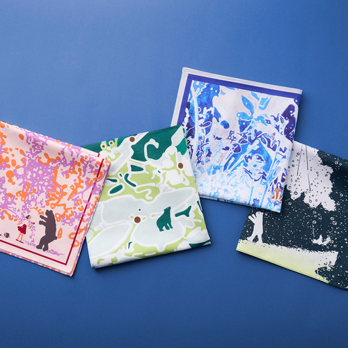 スクエアクロス〝星月夜〟/ギフト紙パッケージ付き （45cmハンカチ