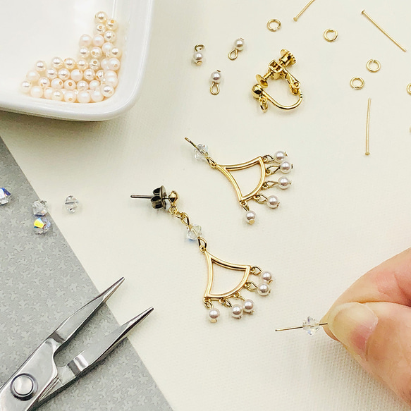 [DIY材料包] 水晶珍珠耳環 飾品 手作禮物 第2張的照片