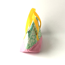 洗える保冷保温ランチバッグ(弁当袋)とお弁当包み✨グリーン-ピンク-イエロー 4枚目の画像