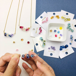 [DIY材料包] 水晶雨珠項鍊 琉璃珠 飾品 手作禮物 第2張的照片