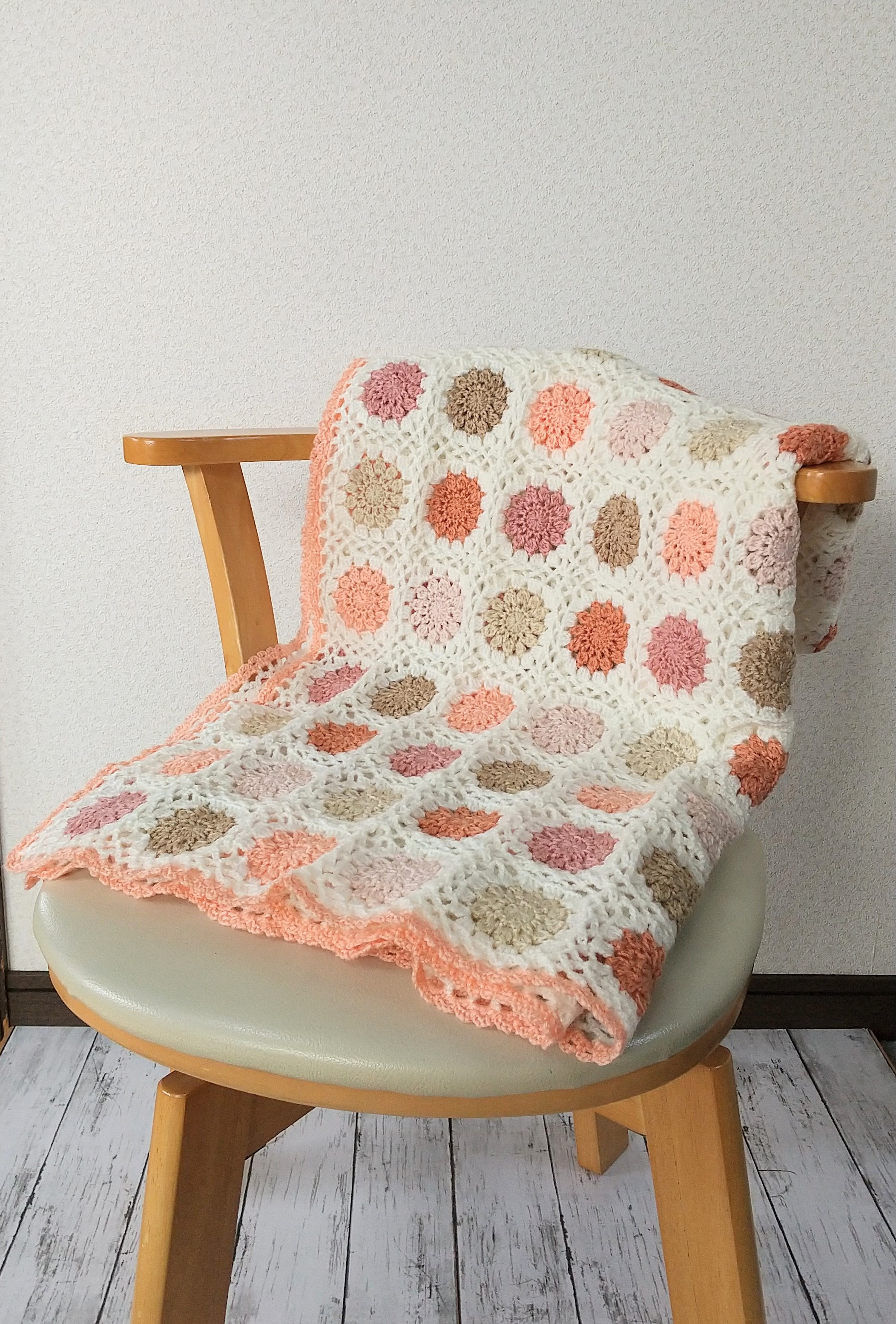 かぎ針編み＊お花モチーフ＊ブランケット＊