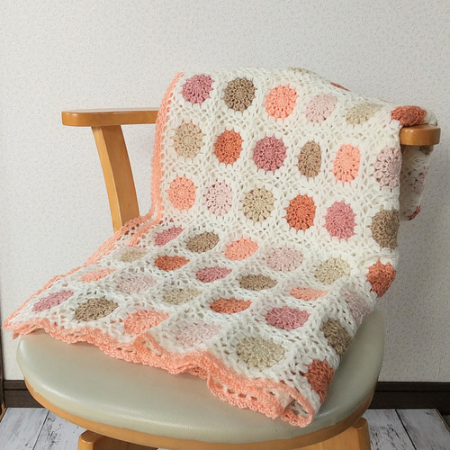 かぎ針編み＊お花モチーフ＊ブランケット＊ カーペット・絨毯・ラグ