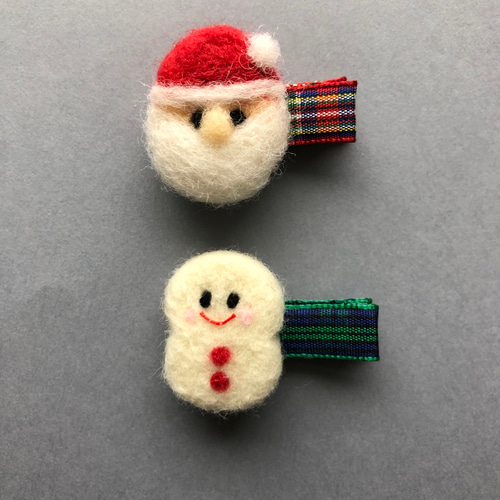 送料無料2つセット♩羊毛フェルトのサンタクロースと雪だるまのベビー