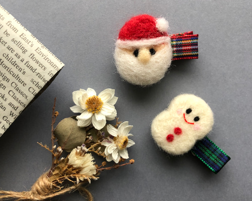 送料無料2つセット♩羊毛フェルトのサンタクロースと雪だるまのベビー