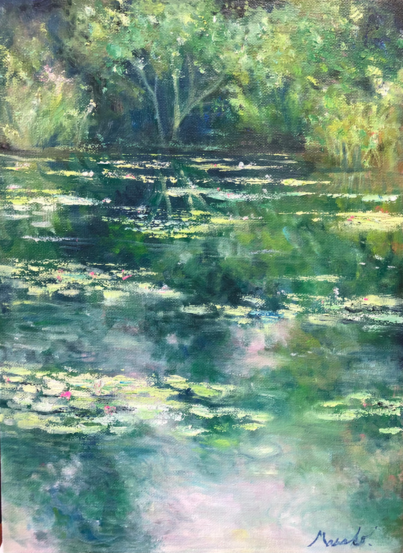 画家haru 本人の出品です 油彩画[睡蓮] 真作、原画、一点物