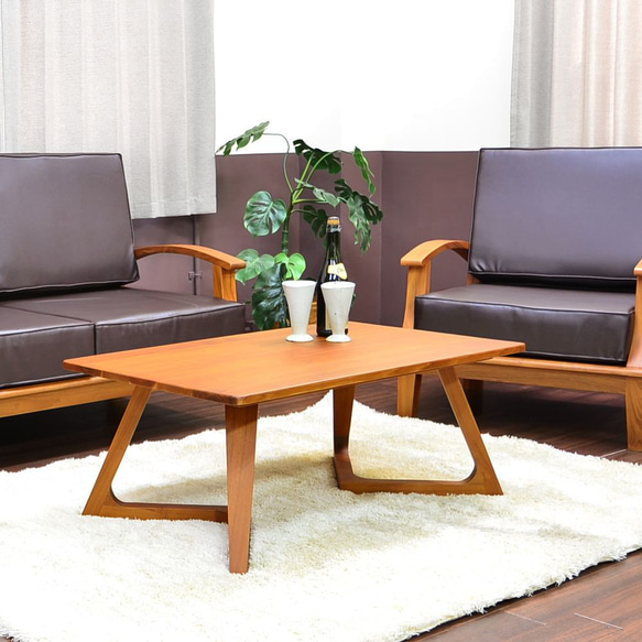 在庫処分セール】チーク 無垢材 銘木 ローテーブル 座卓 机 100x60cm:I