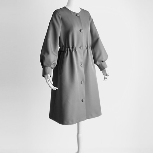 カット済み型紙 ＊ローレル＊ ポワン袖ウエストゴムワンピースコート