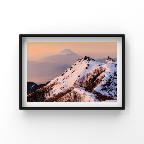 山岳風景写真 〜温もりの朝〜 （富士山･薬師岳･南アルプス･朝焼け･雪山･登山／送料無料） 1枚目の画像