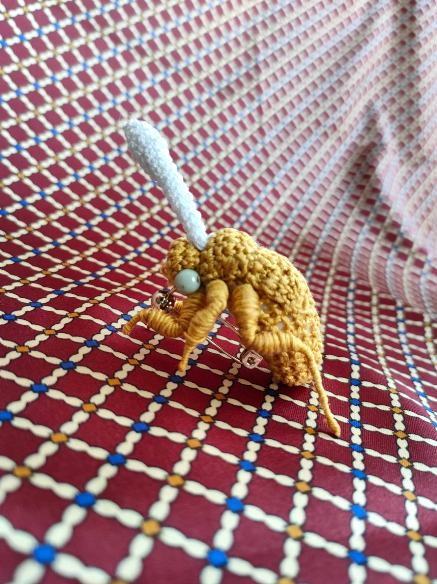 冬虫夏草セミタケのブローチ ブローチ 虫編みクリエイターYUKI