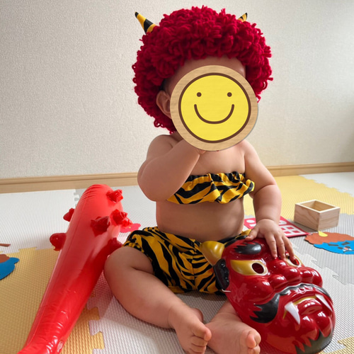 鬼のコスプレ カツラ アフロ 鬼のカツラ 節分ベビー 節分コスプレ 雑貨  