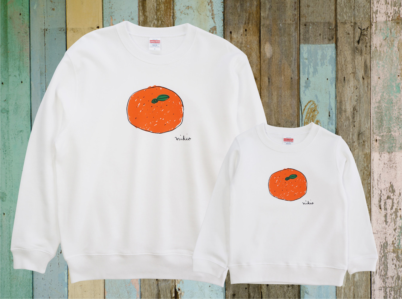 親子でお揃いコーデ2枚セット☆彡 みかんトレーナー ☆お得なセット割引☆