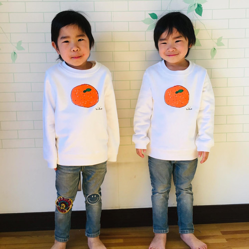 親子でお揃いコーデ2枚セット☆彡 みかんトレーナー ☆お得なセット