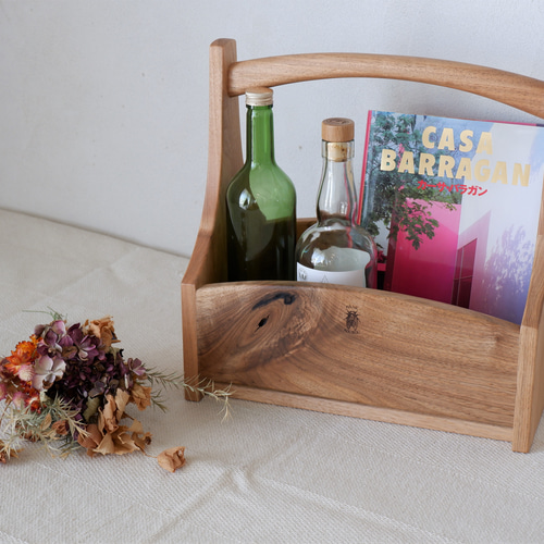 くるみの木のツールボックス 道具箱/マガジンラック/ワインケース