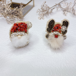 【ブローチ】サンタクロース／赤鼻トナカイ　ビーズ刺繍ブローチ　クリスマス 4枚目の画像