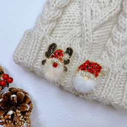 【ブローチ】サンタクロース／赤鼻トナカイ　ビーズ刺繍ブローチ　クリスマス 8枚目の画像