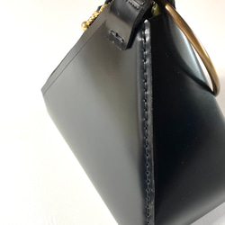 【受注生産】Real Leather Triangle bag 本革リングバッグ　Black/E 7枚目の画像