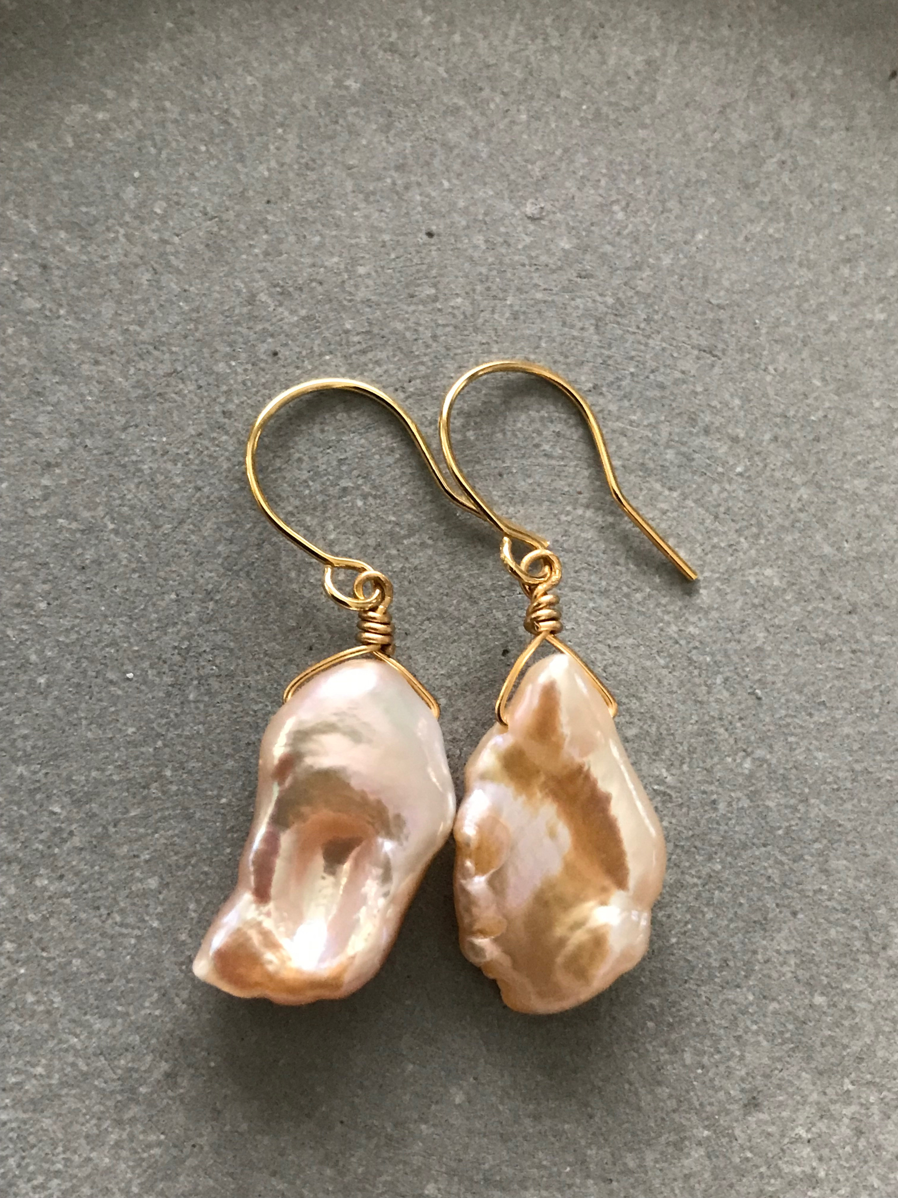 大きな美しい淡水パール♚ピアス/ノンホールピアス