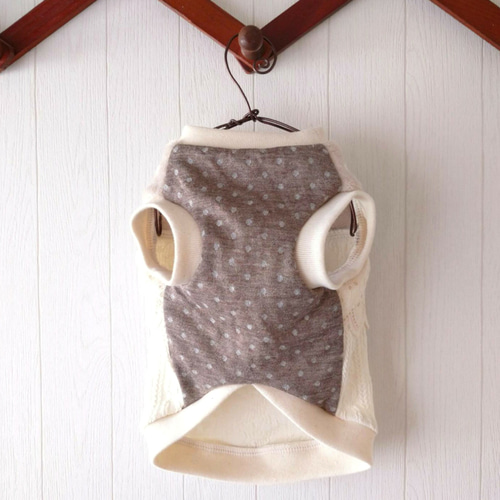 ナチュラル系犬服ふわモコ水玉フリースオーガニックコットン