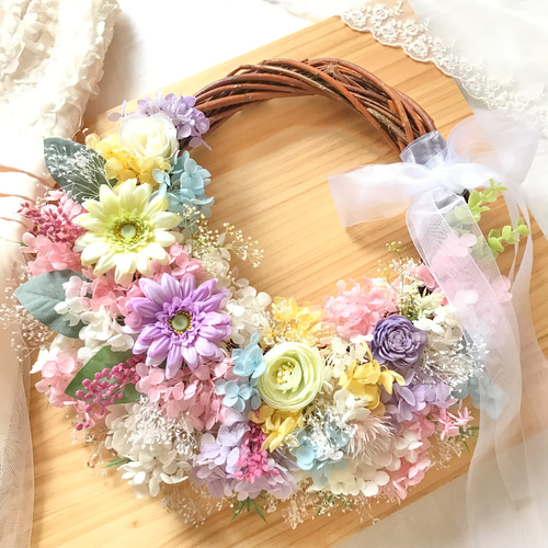 ラプンツェルのリースブーケ＆ヘアピンのセット＆ブートニア