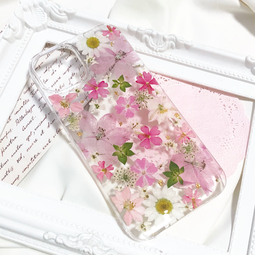 まみーページ⭐︎押し花ケース 押し花スマホケース 押し花iPhoneケース 押し花ケース iPhoneケース
