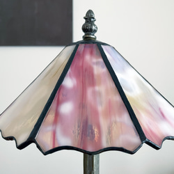 【送料無料】ステンドグラス ナイトランプ（ピンク＆ホワイトグラデーション） オールハンドメイド 8枚目の画像