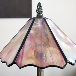 【送料無料】ステンドグラス ナイトランプ（ピンク＆ホワイトグラデーション） オールハンドメイド 9枚目の画像