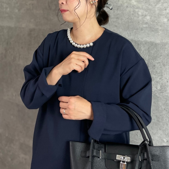 上品パールが華やか♪大人の高見えすっきりワンピース 【L】フォーマル 卒業式 入学式 KMC-510 172483 7枚目の画像