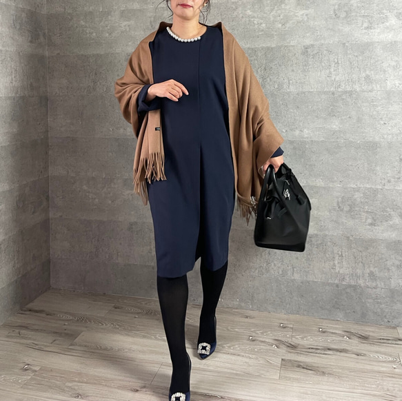 上品パールが華やか♪大人の高見えすっきりワンピース 【L】フォーマル 卒業式 入学式 KMC-510 172483 6枚目の画像