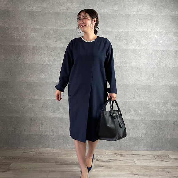 上品パールが華やか♪大人の高見えすっきりワンピース 【L】フォーマル 卒業式 入学式 KMC-510 172483 9枚目の画像