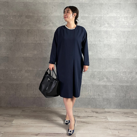 上品パールが華やか♪大人の高見えすっきりワンピース 【L】フォーマル 卒業式 入学式 KMC-510 172483 3枚目の画像